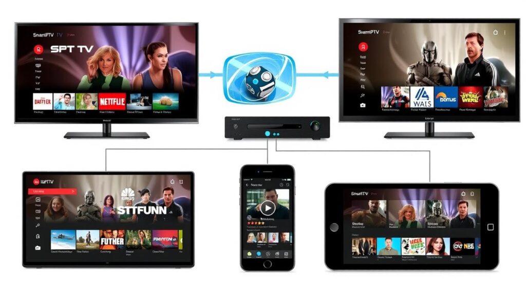 An image representing IPTV streaming on multiple devices