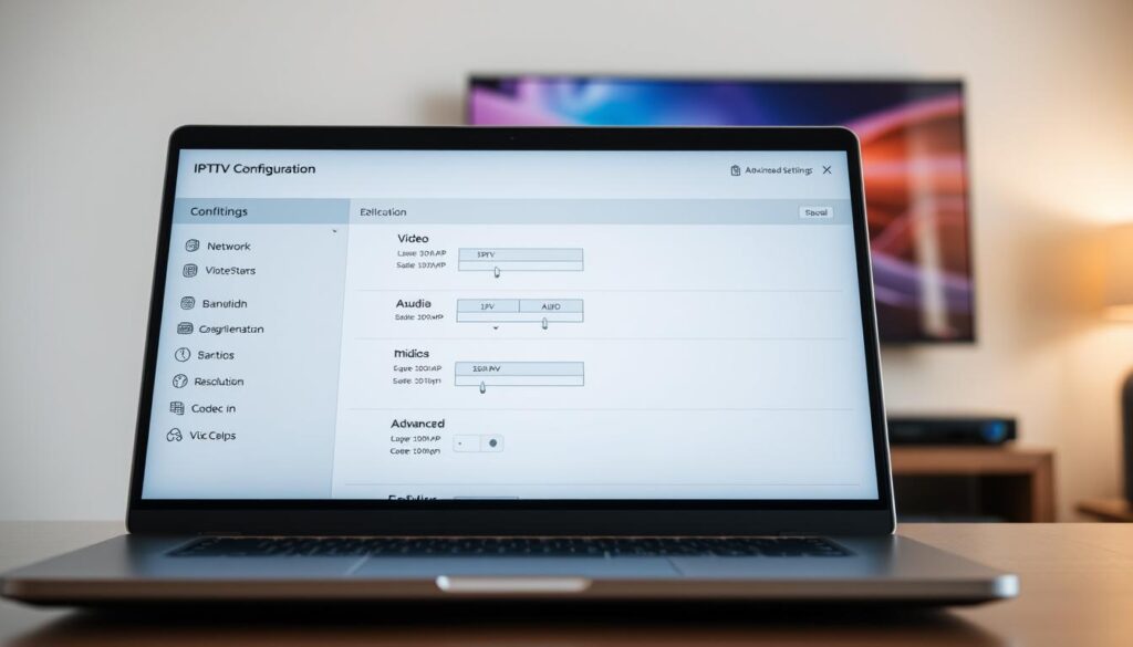 Dashboard des paramètres IPTV sur un écran d'ordinateur moderne