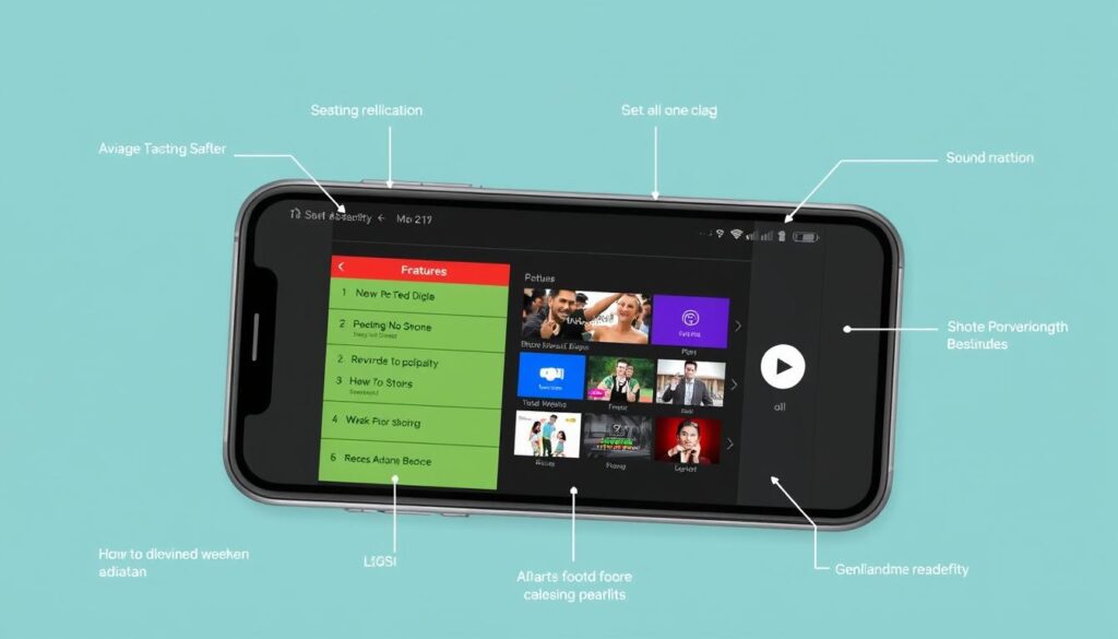 Generate an image of the GSE Smart IPTV app interface on an iPhone.