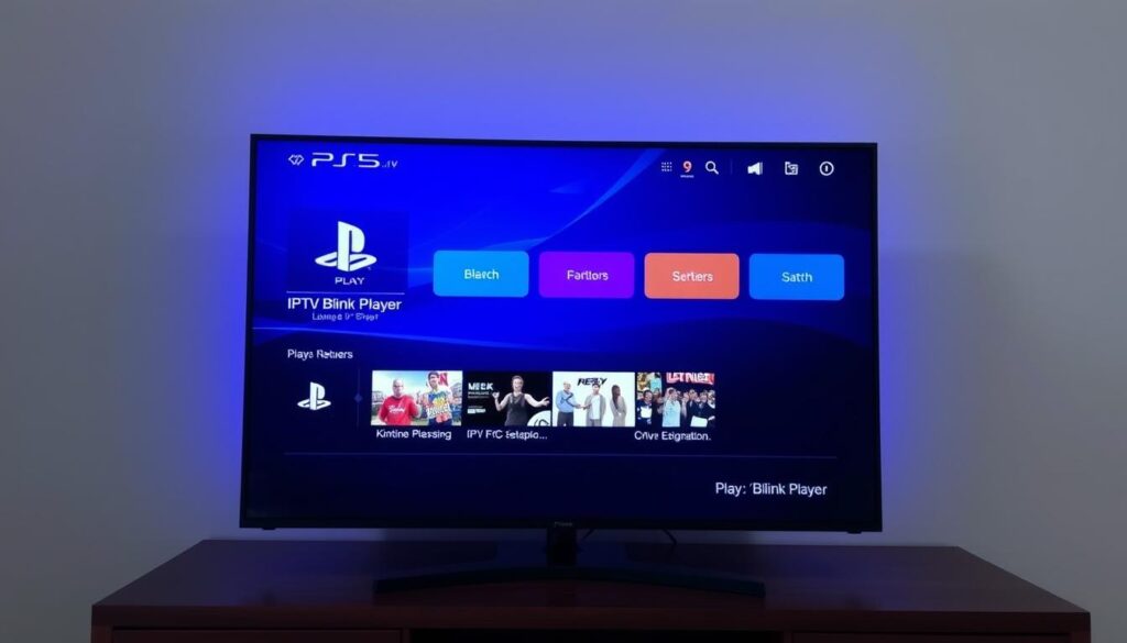 Generate an image of the IPTV Blink Player interface on a PS5 screen.