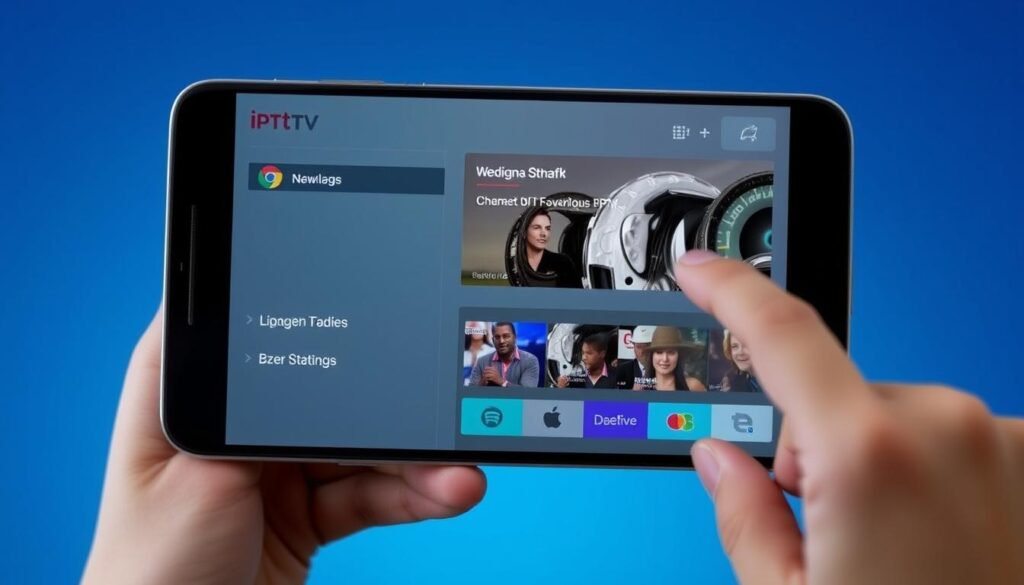 Generate an image of the OTT Navigator IPTV player interface on an Android device.