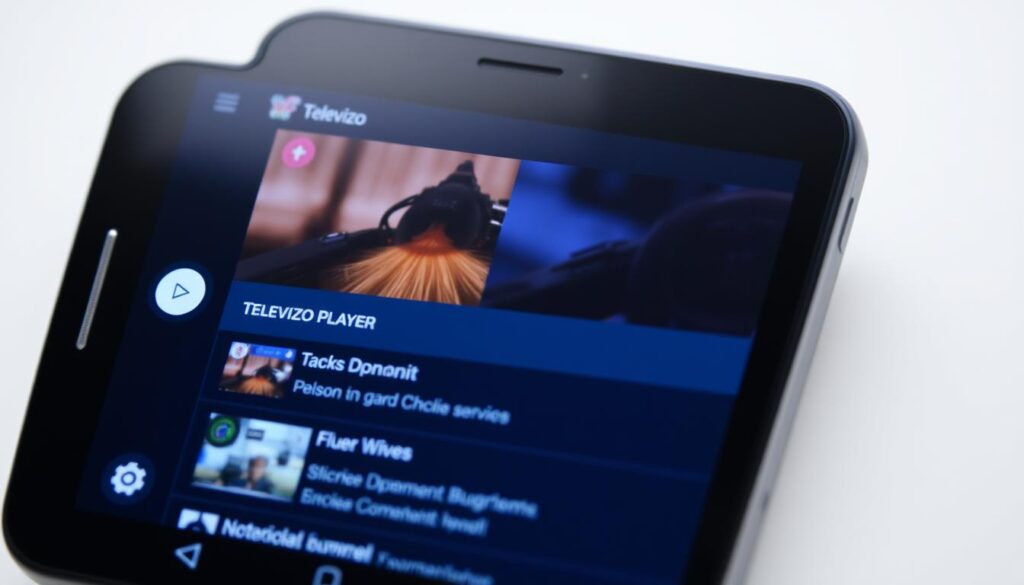 Generate an image of the Televizo Player app interface on an Android device.