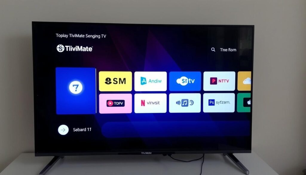 Generate an image of the TiviMate IPTV Player interface on an Android TV screen.