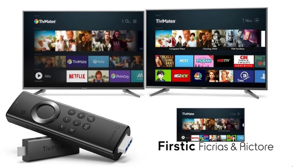 Generate an image of the TiviMate IPTV Player on a Firestick device.