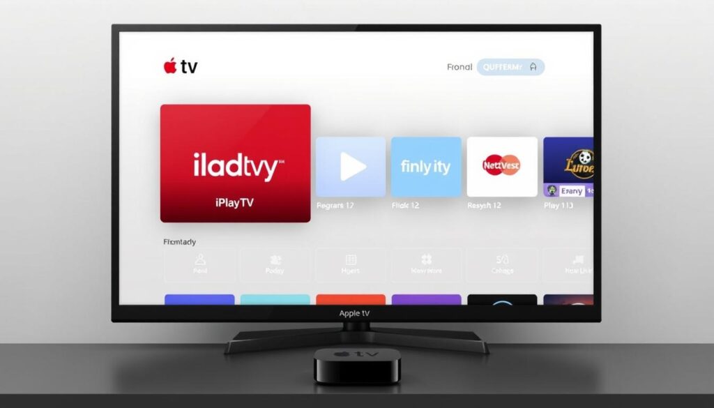 Generate an image of the iPlayTV app interface on Apple TV