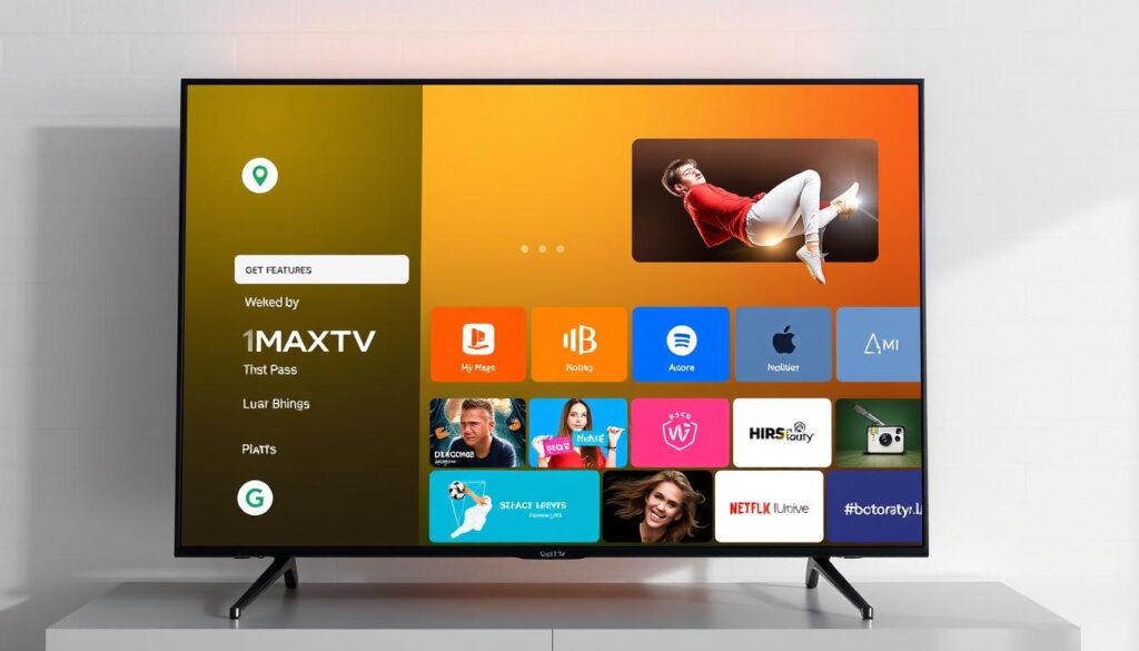 Generate an image representing GetMaxTV's interface on a smart TV