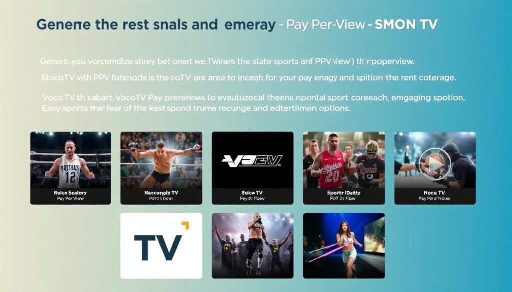 Generate an image showcasing VocoTV's extensive PPV event coverage, including sports and entertainment options.