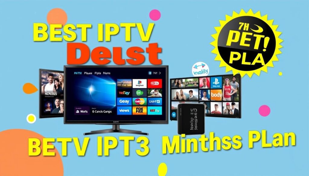 Image generation prompt for "Best IPTV 3 Months Plan"