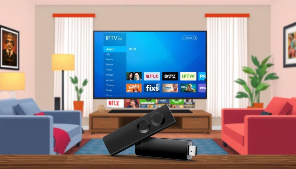 Image of Amazon Fire Stick with IPTV app installed