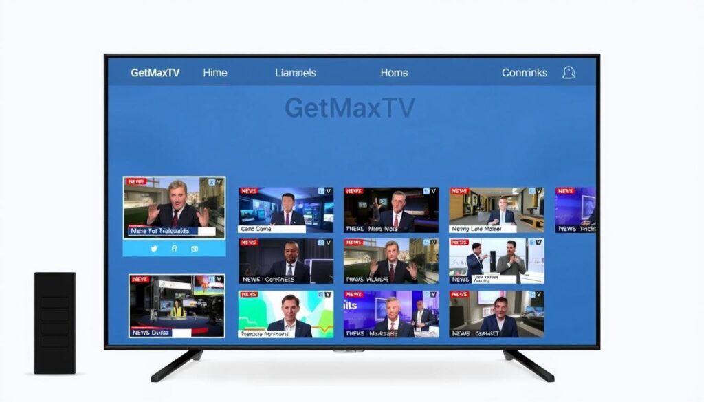 Image of GetMaxTV interface showcasing various news channels
