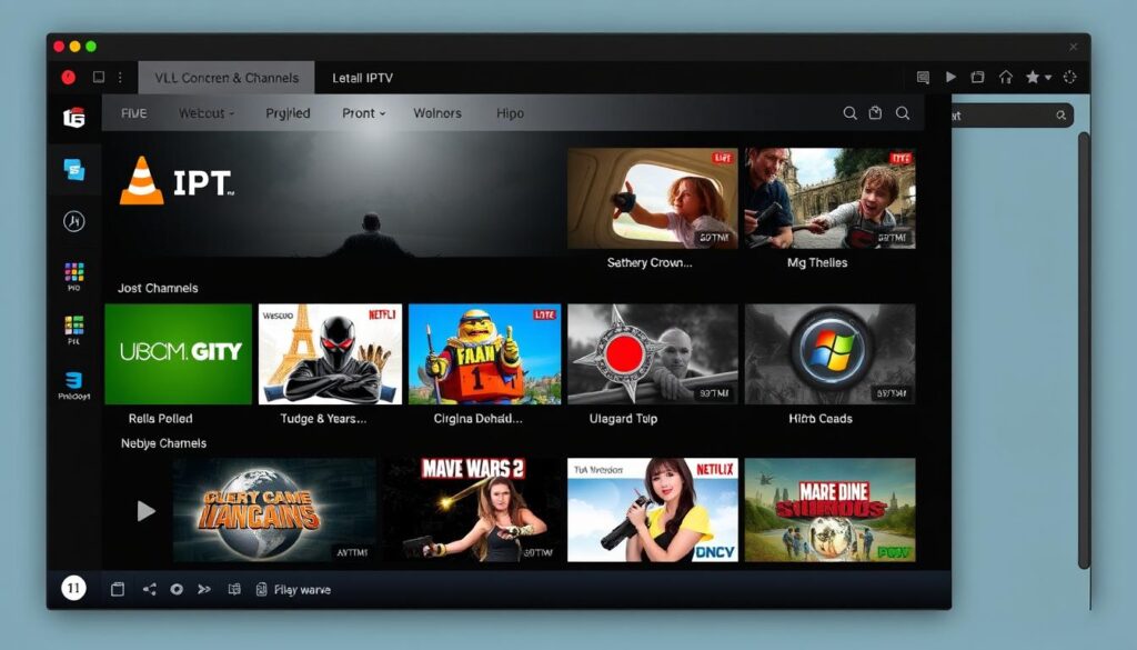 Image of VLC Player interface with IPTV channels