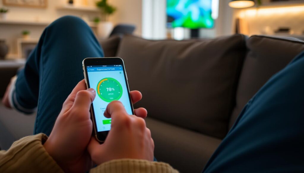 Image of a person checking their internet speed on a device