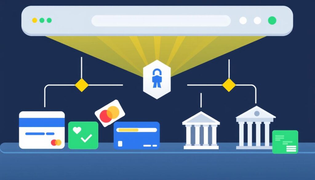 Image of a secure payment gateway with various payment methods