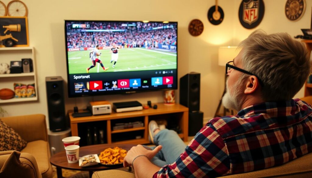 Image of a sports fan enjoying Sportsnet on IPTV