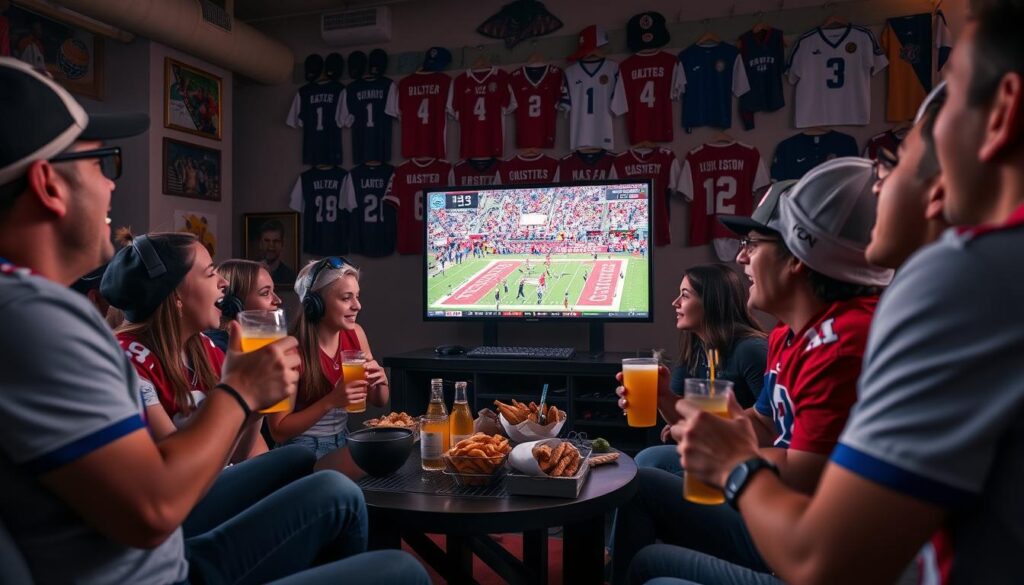Image of a sports fan enjoying a live game on IPTV