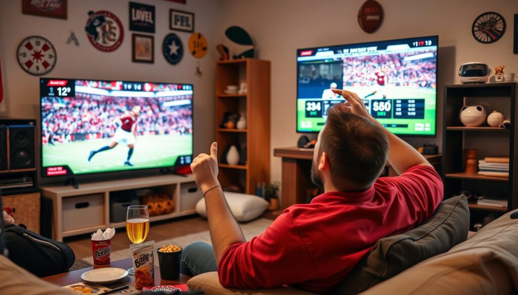Image of a sports fan watching PPV events on IPTV