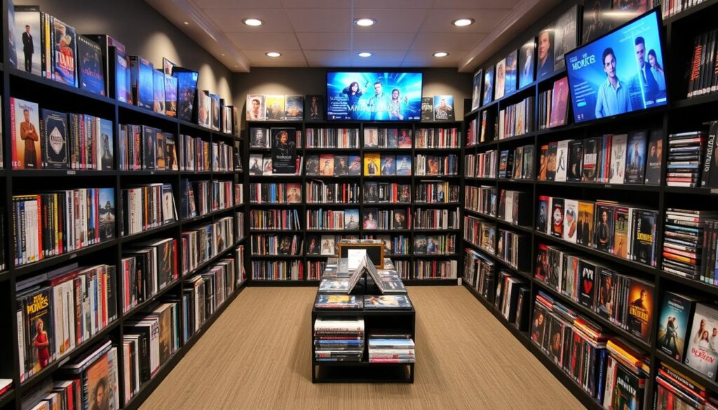 Image of a vast entertainment library with movies and series