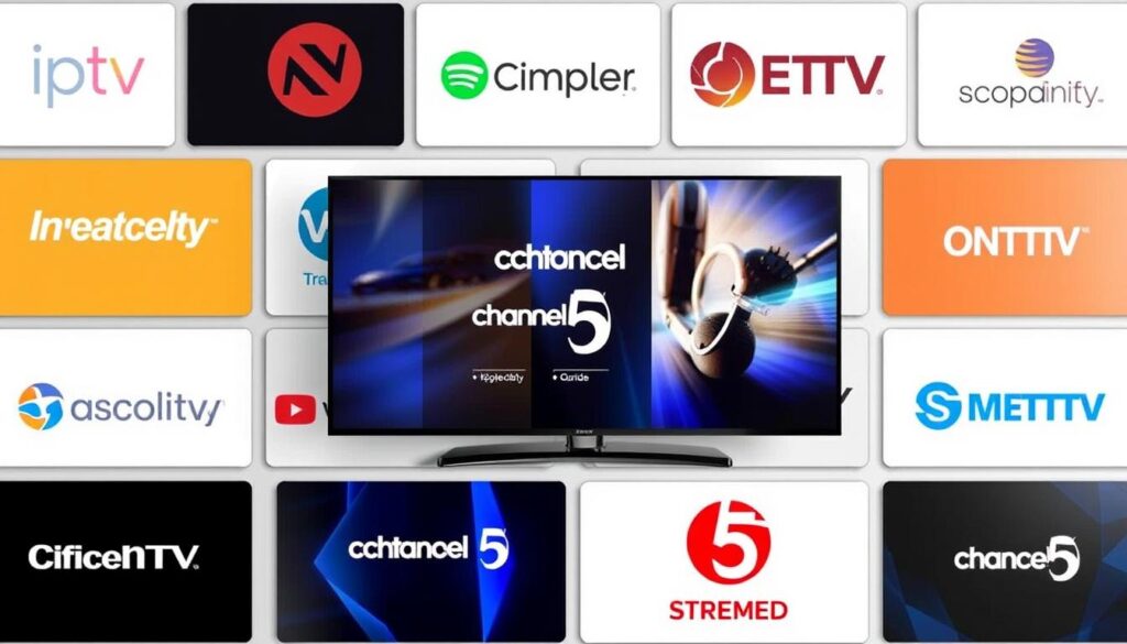 Image of various IPTV service providers with Channel5 streaming