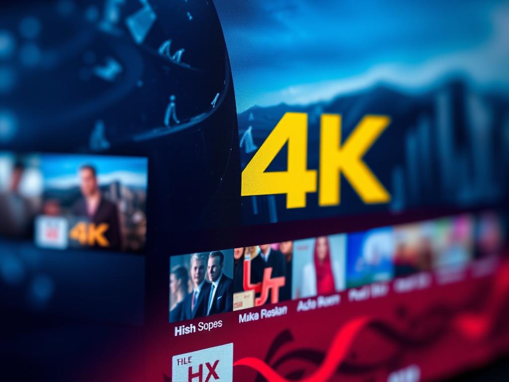 Close-up of 4K IPTV content displaying ultra-high definition quality