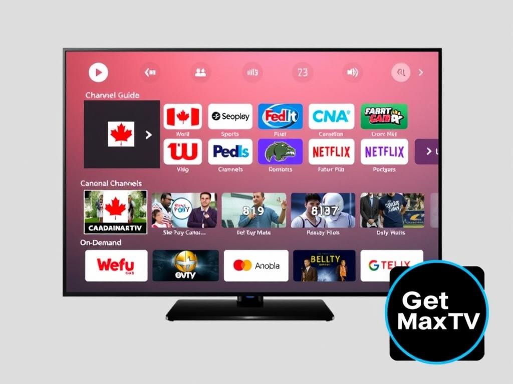 GetMaxTV legal IPTV subscription interface showing channel selection