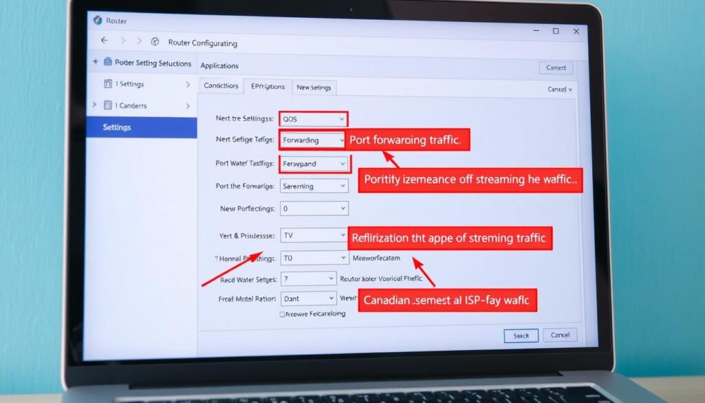 Router settings optimization for secure 4K IPTV streaming showing QoS configuration
